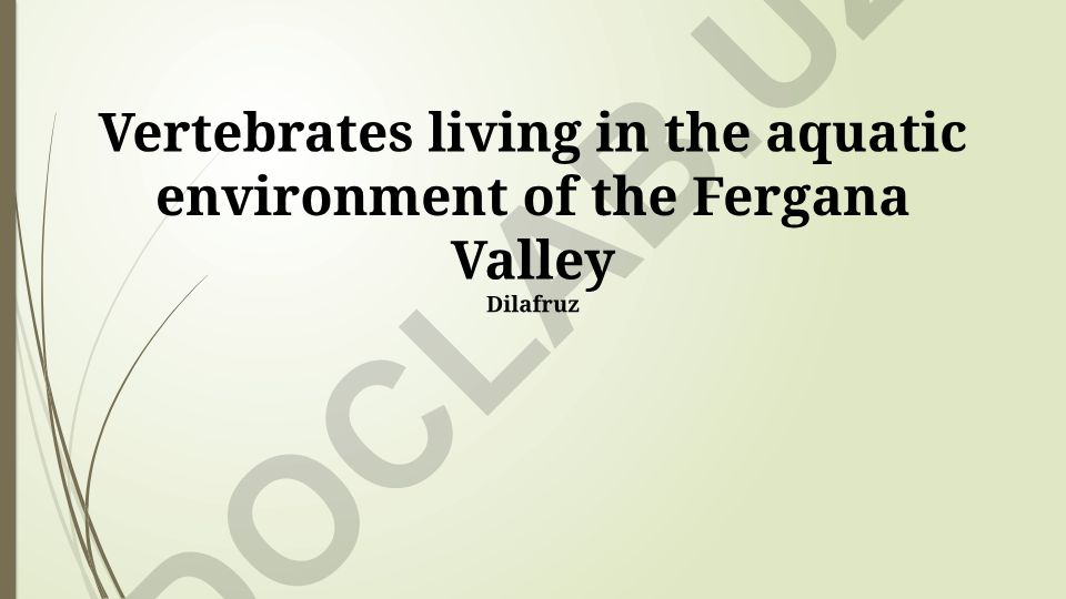 Aquatic Vertebrate Diversity in the Fergana Valley