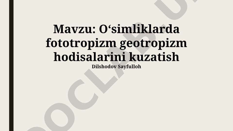 Oʻsimliklarda fototropizm geotropizm hodisalarini kuzatish