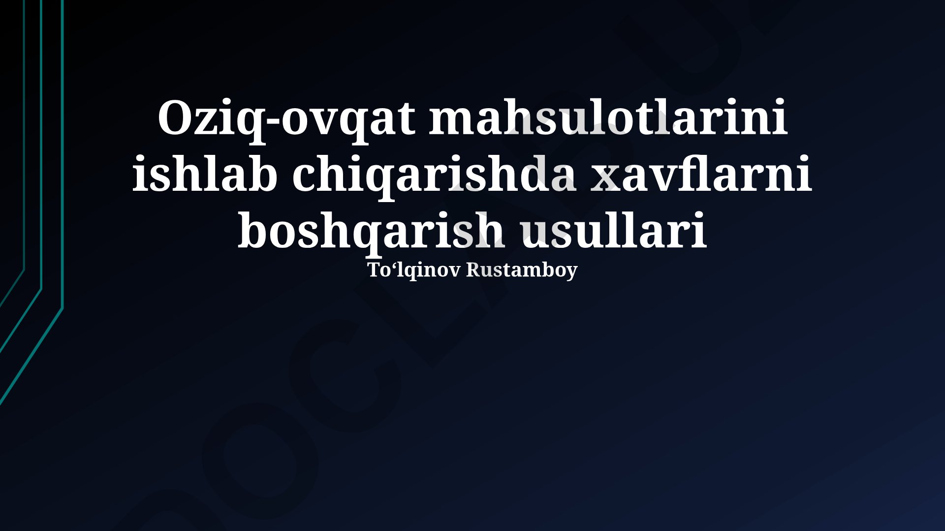 Oziq-ovqat mahsulotlarini ishlab chiqarishda xavflarni boshqarish usullari