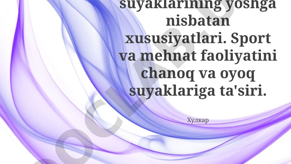 Chanoq va oyoq suyaklarining yoshga nisbatan xususiyatlari va sport-mehnat ta'siri