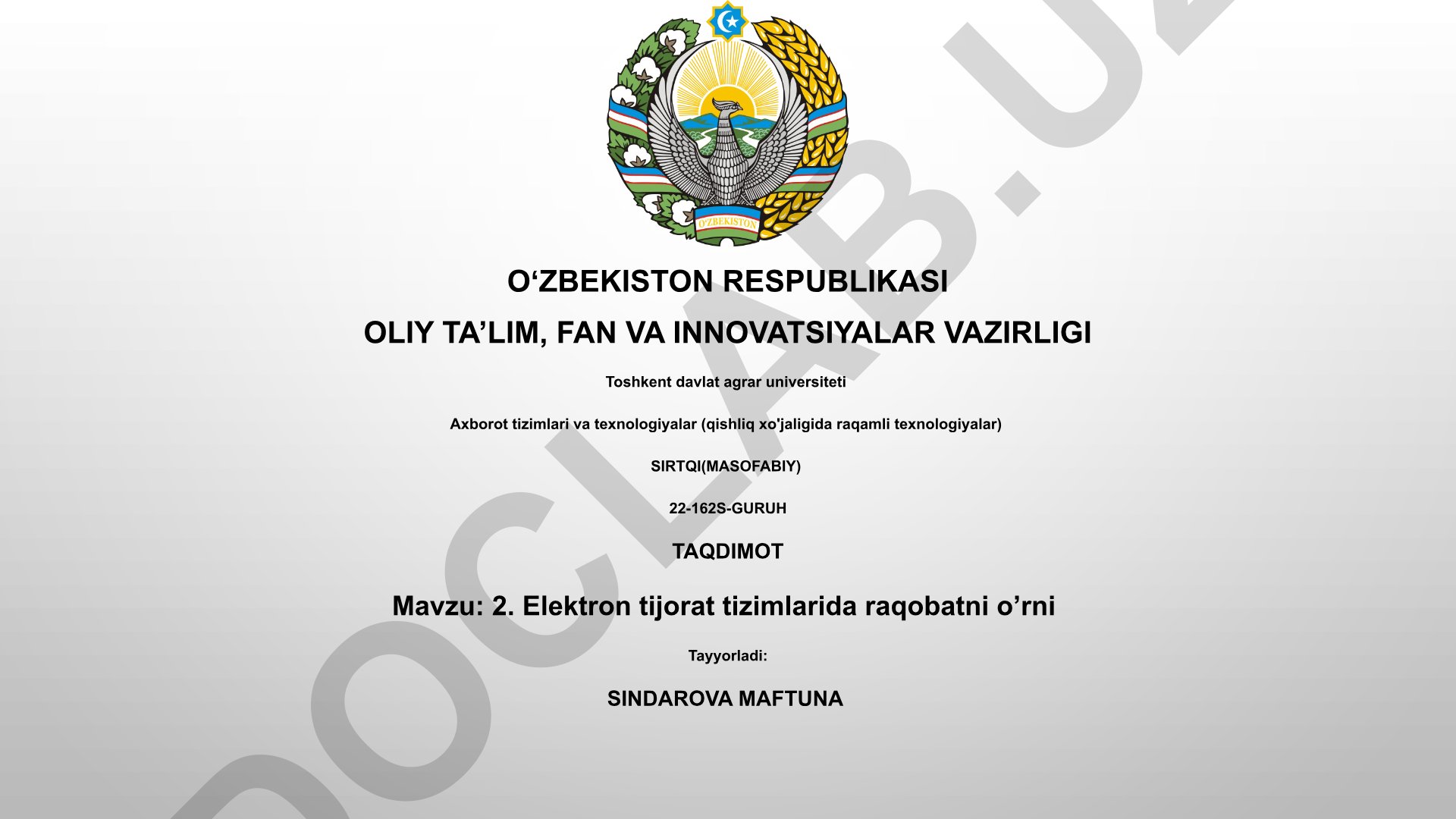 Elektron tijorat tizimlarida raqobatni o'rni