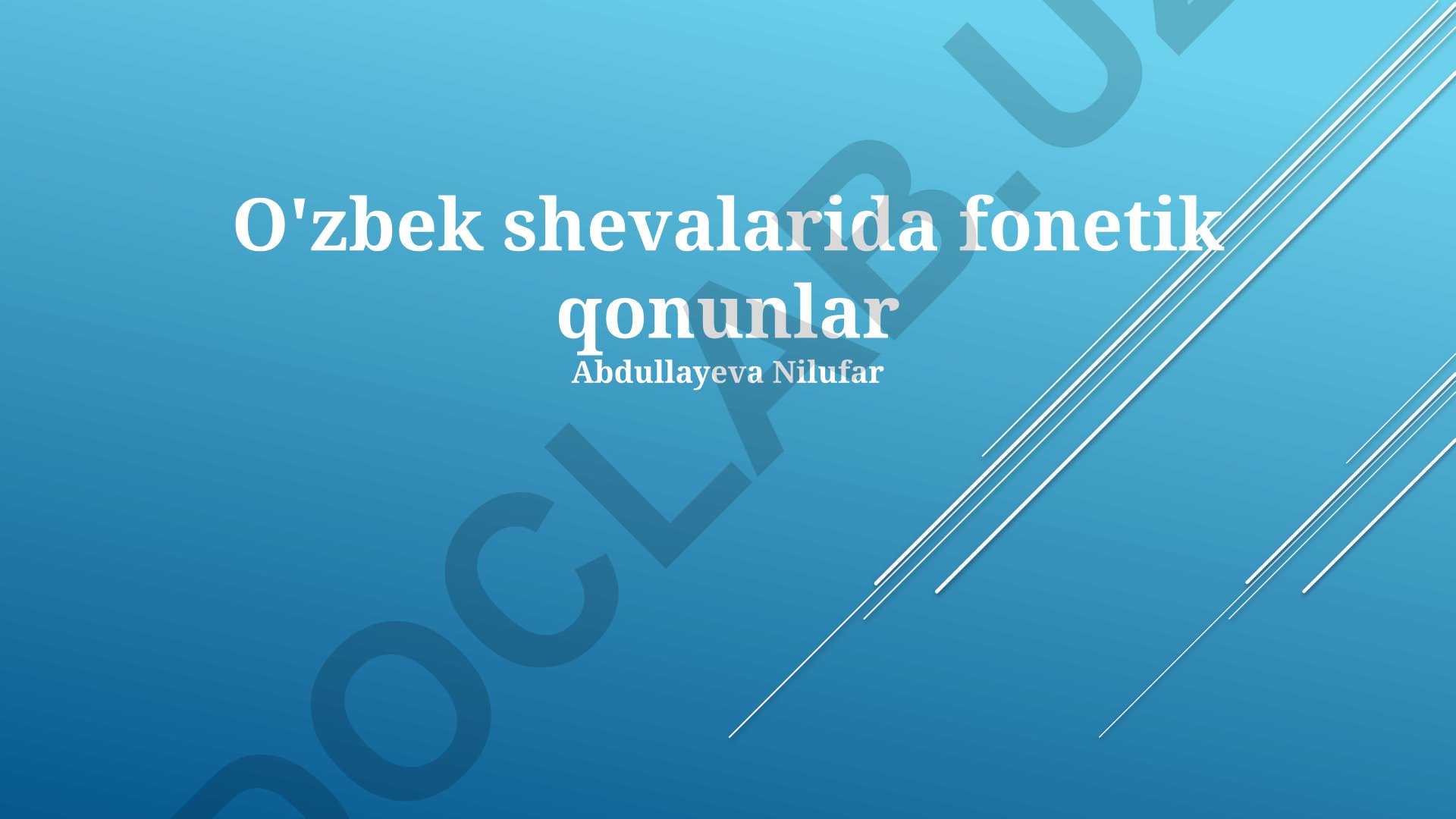 O'zbek shevalarida fonetik qonunlar