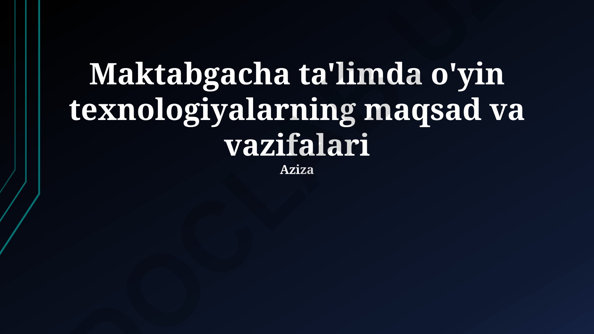 Maktabgacha ta'limda o'yin texnologiyalarning maqsad va vazifalari