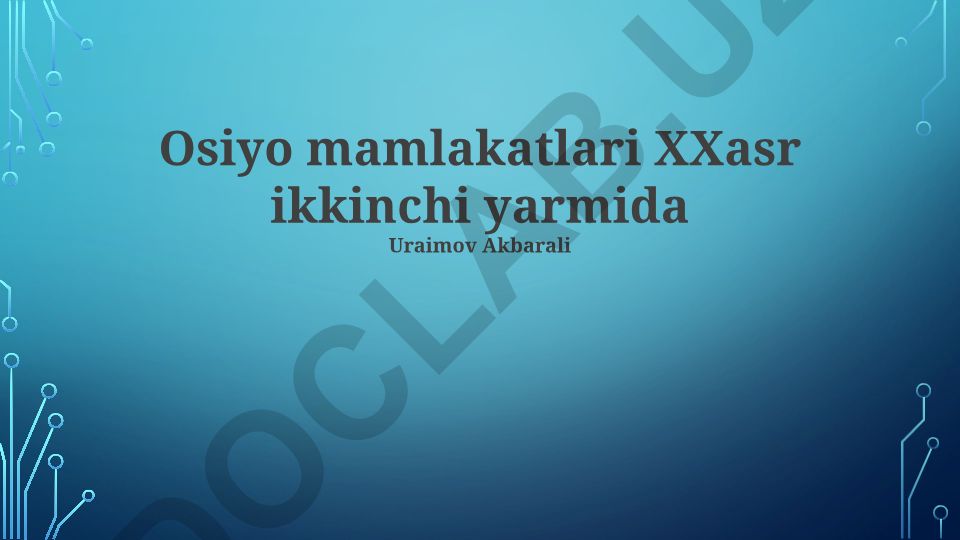 XX asr ikkinchi yarmida Markaziy Osiyo mamlakatlari