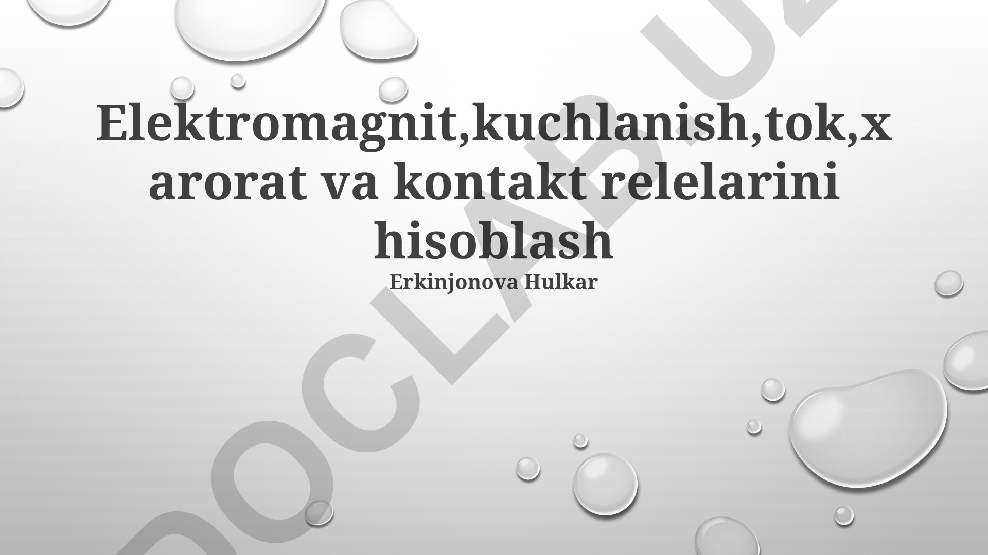 Elektromagnit, kuchlanish, tok, harorat va kontakt relelarini hisoblash
