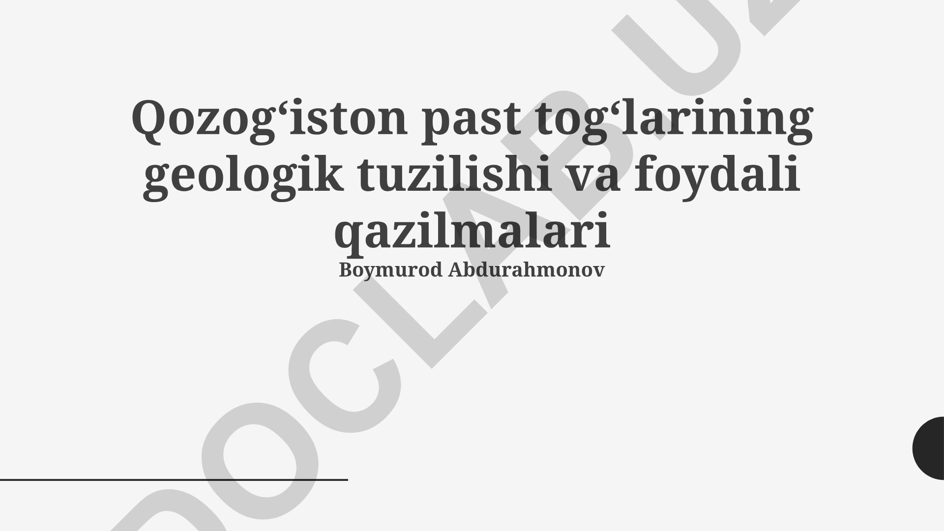 Qozog‘iston past tog‘larining geologik tuzilishi va foydali qazilmalari