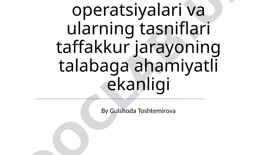 Taffakkur operatsiyalari va ularning tasniflari