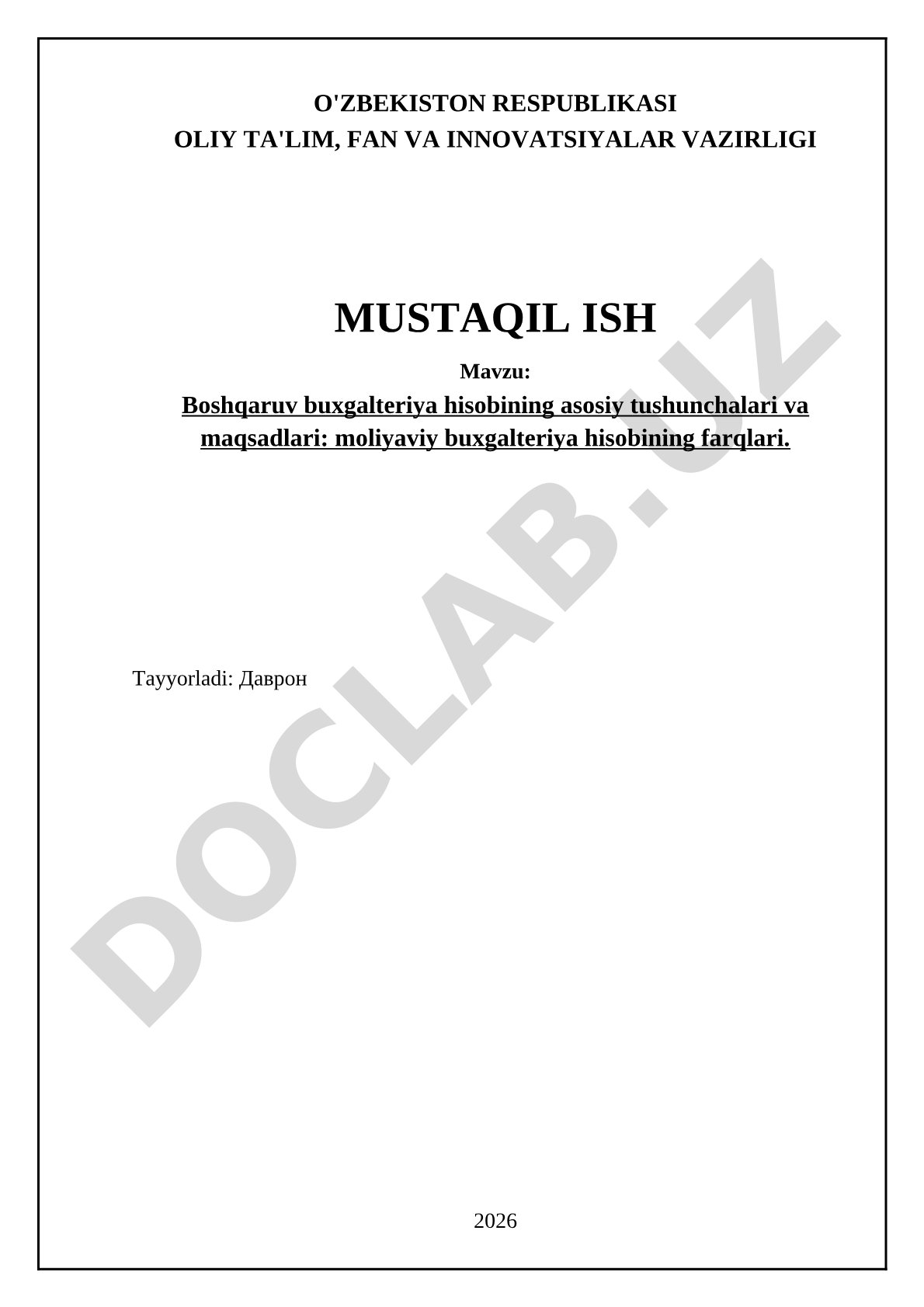 Boshqaruv buxgalteriya hisobining asosiy tushunchalari va maqsadlari: moliyaviy buxgalteriya hisobining farqlari