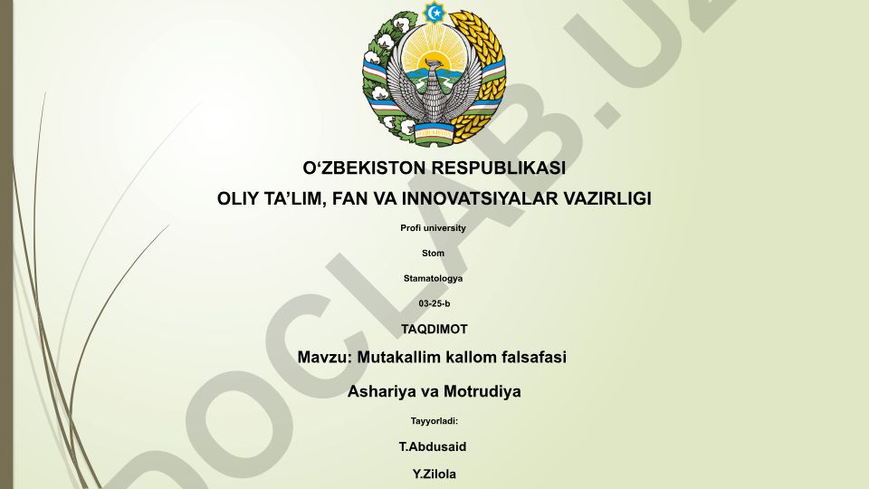 Mutakallim kallom falsafasi Ashariya va Motrudiya