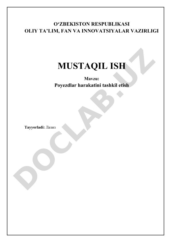 Poyezdlar harakatini tashkil etish