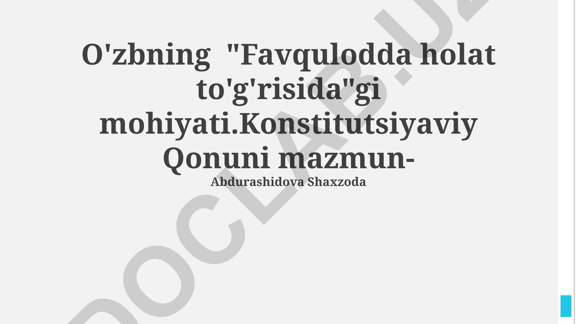 Favqulodda holat to'g'risidagi Konstitutsiyaviy Qonun mohiyati
