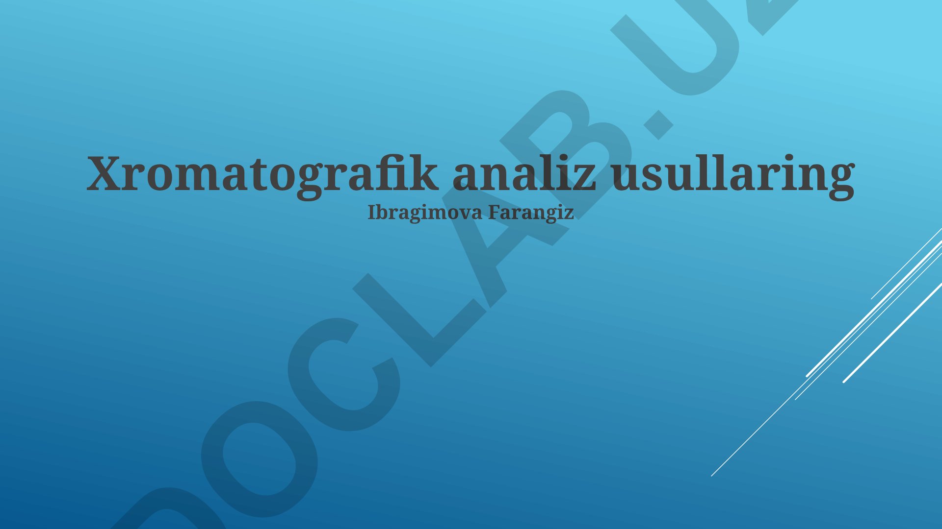 Xromatografik analiz usullari va ularning qo'llanilishi