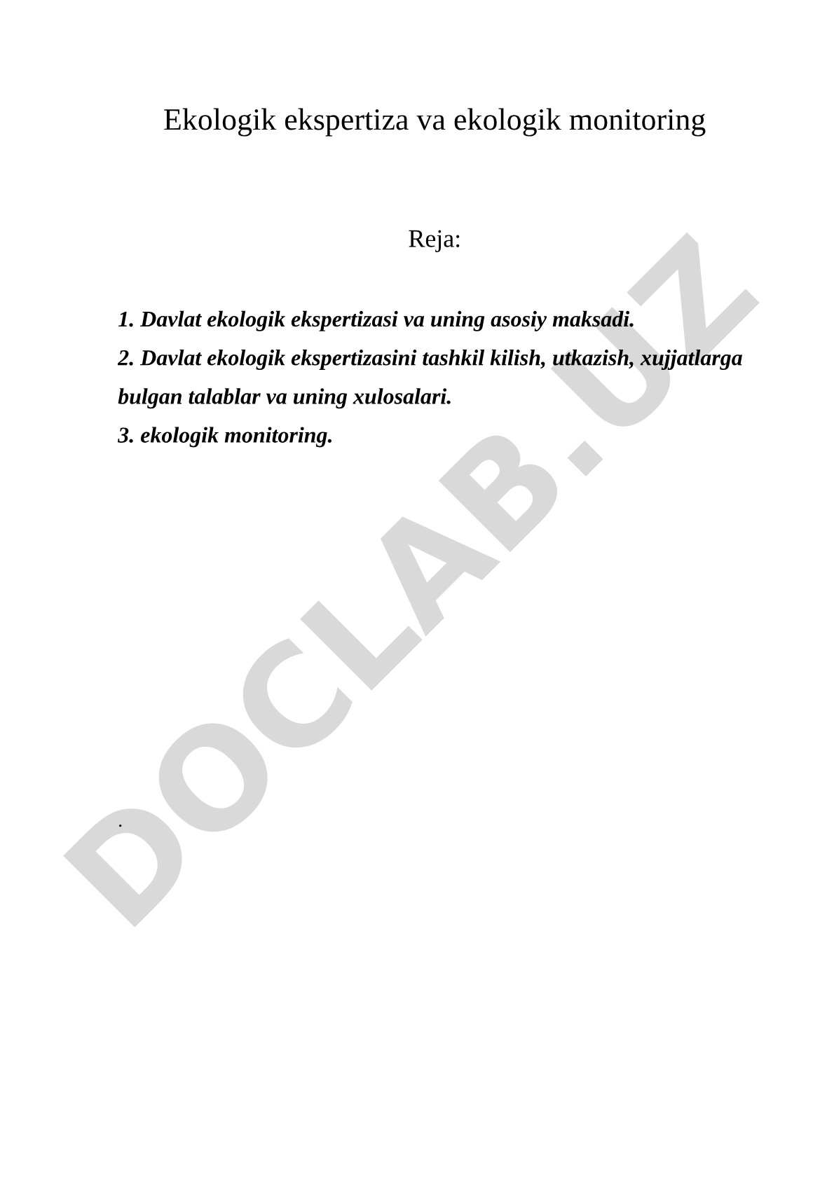 Ekologik ekspertiza va ekologik monitoring