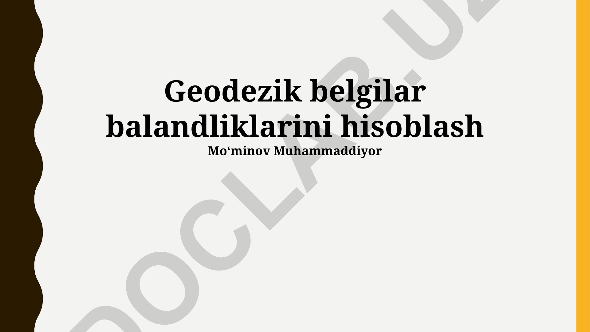 Geodezik belgilar balandliklarini hisoblash