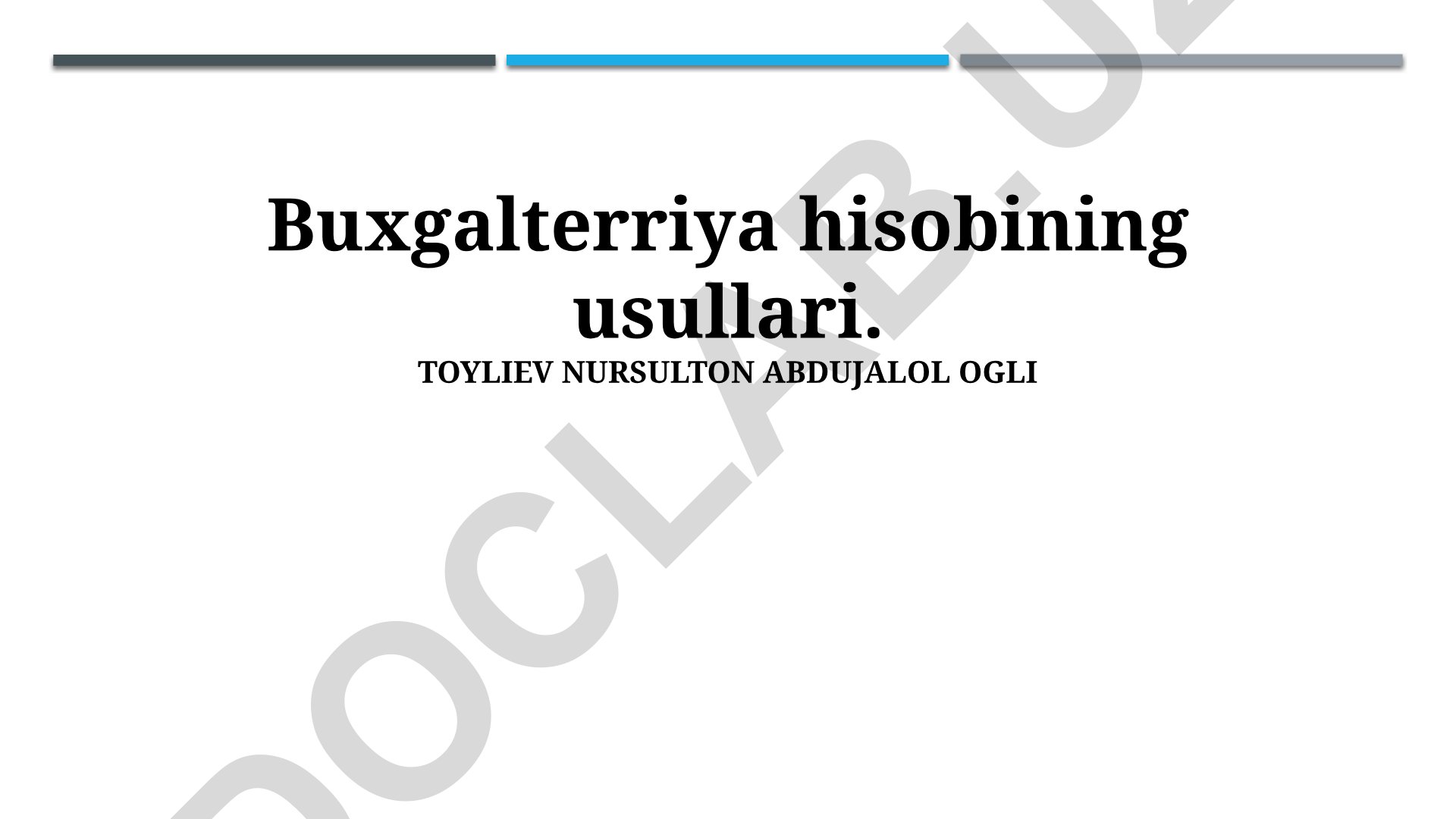 Buxgalteriya hisobining usullari
