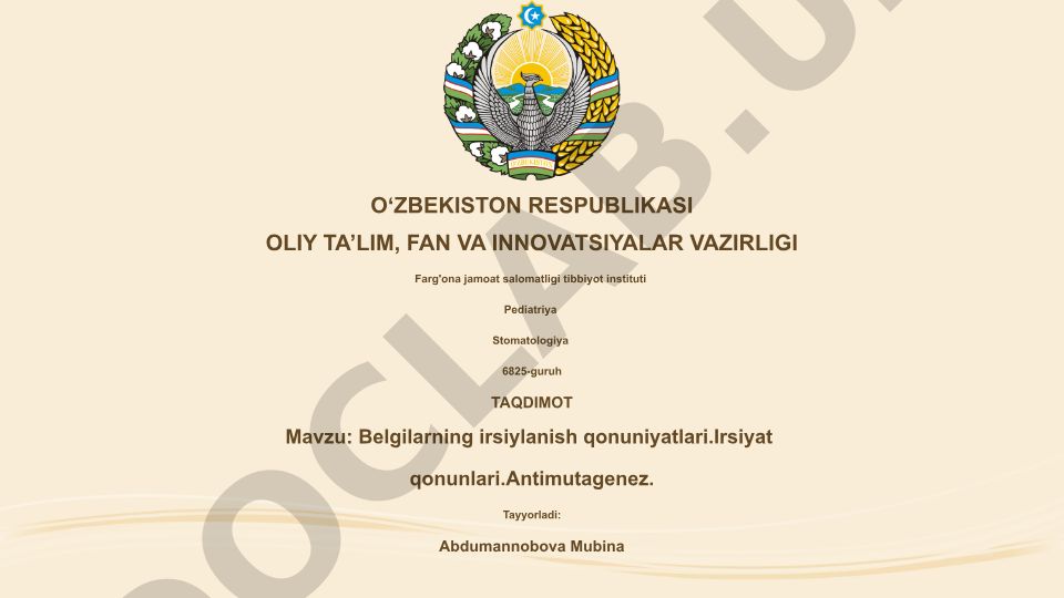 Belgilarning irsiylanish qonuniyatlari, irsiyat qonunlari va antimutagenez
