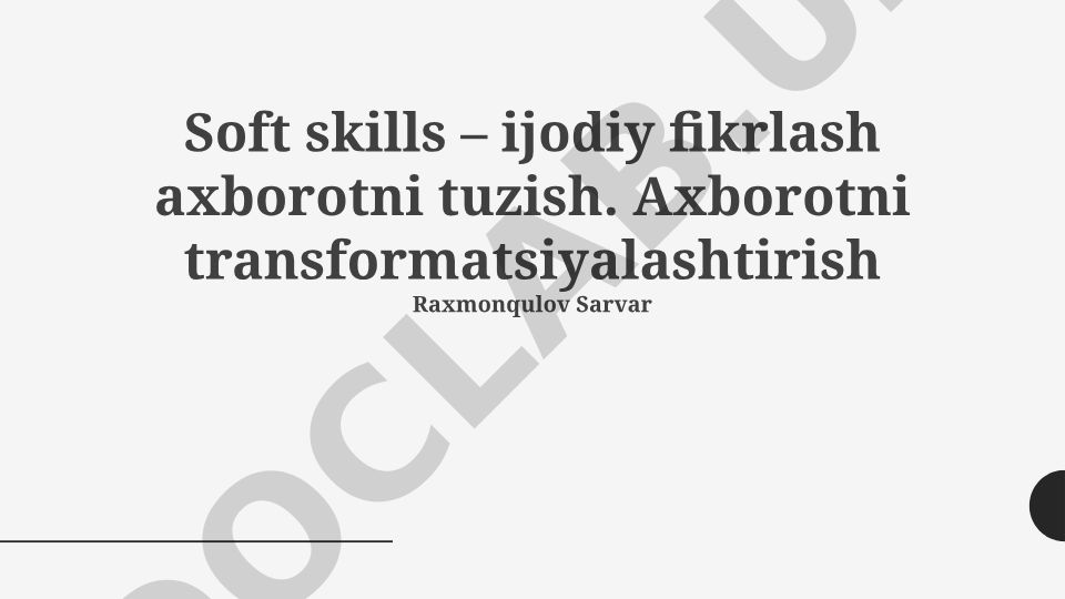 Ijodiy fikrlash va ma'lumotlarni tuzish texnikalari