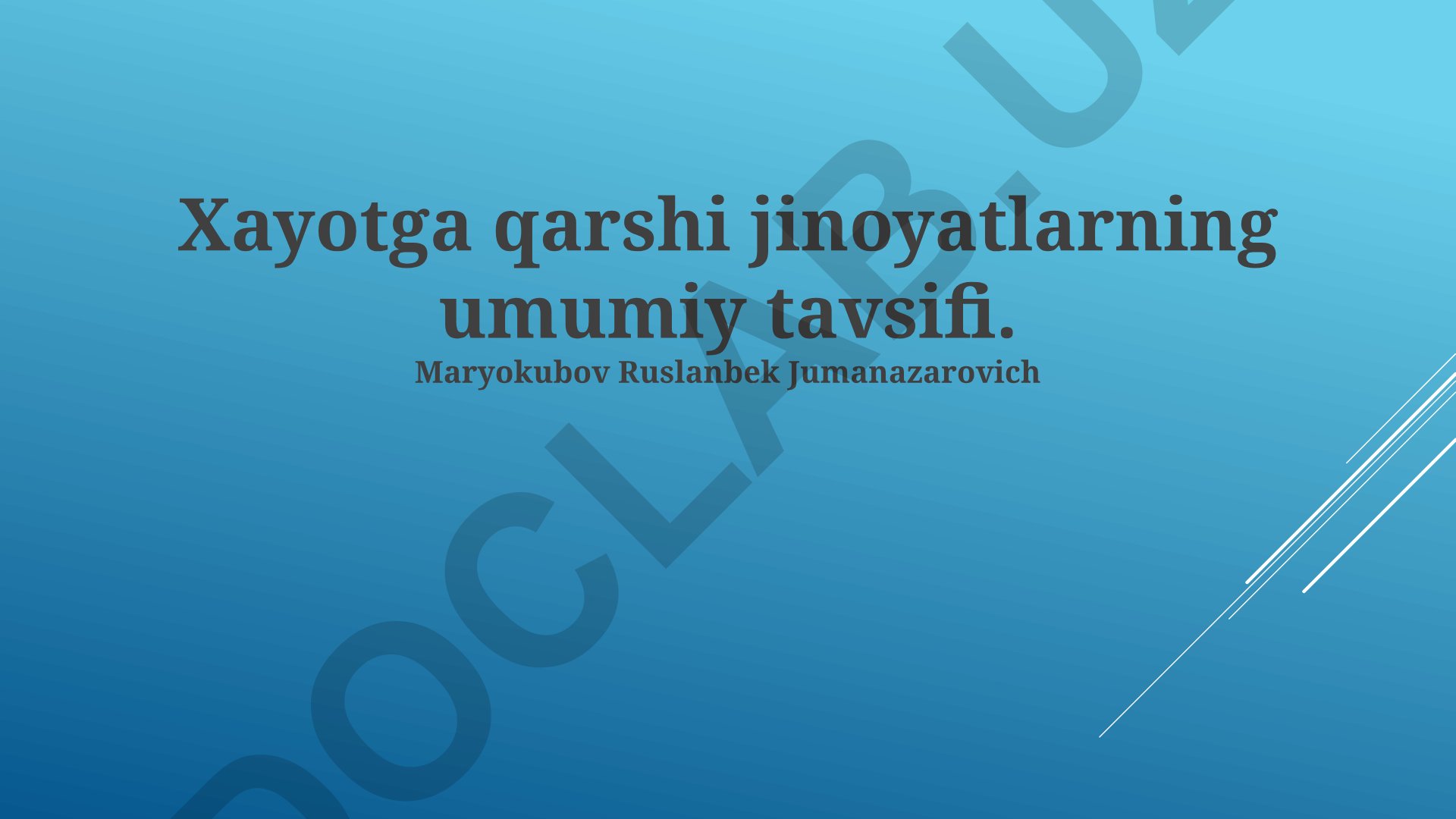 Hayotga qarshi jinoyatlarning umumiy tavsifi va huquqiy oqibatlari