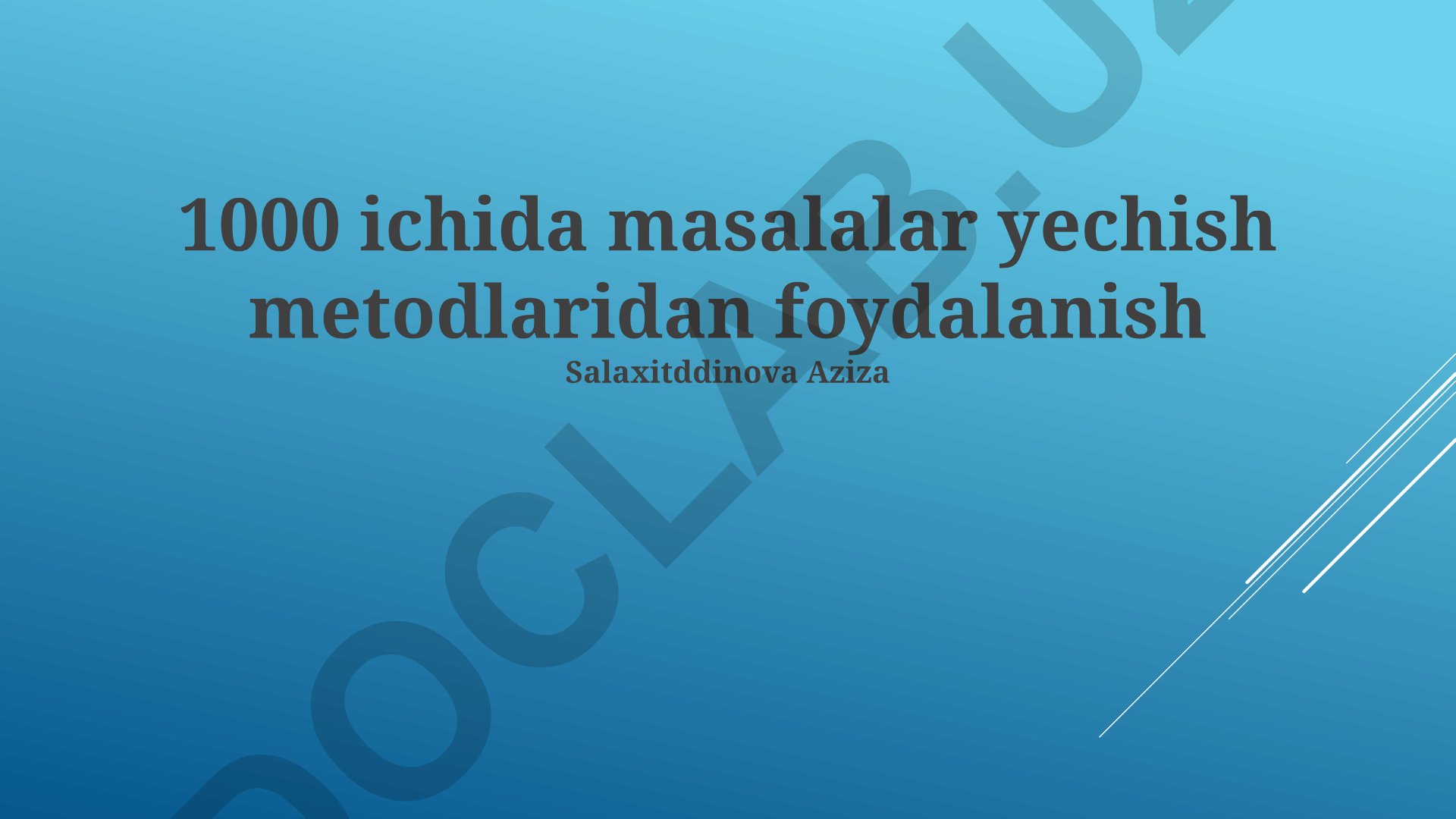 Muammolarni yechish metodlari va strategiyalari