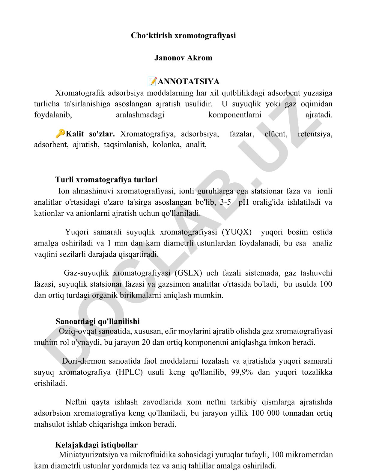 Choʻktirish xromatografiyasi