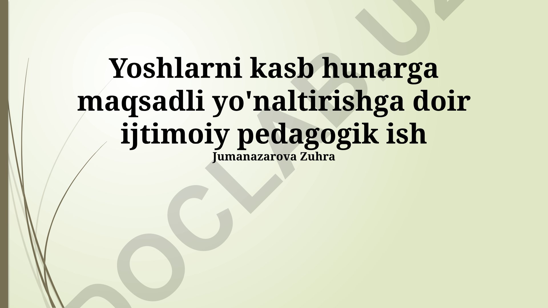 Yoshlarni kasb hunarga maqsadli yo'naltirishga doir ijtimoiy pedagogik ish