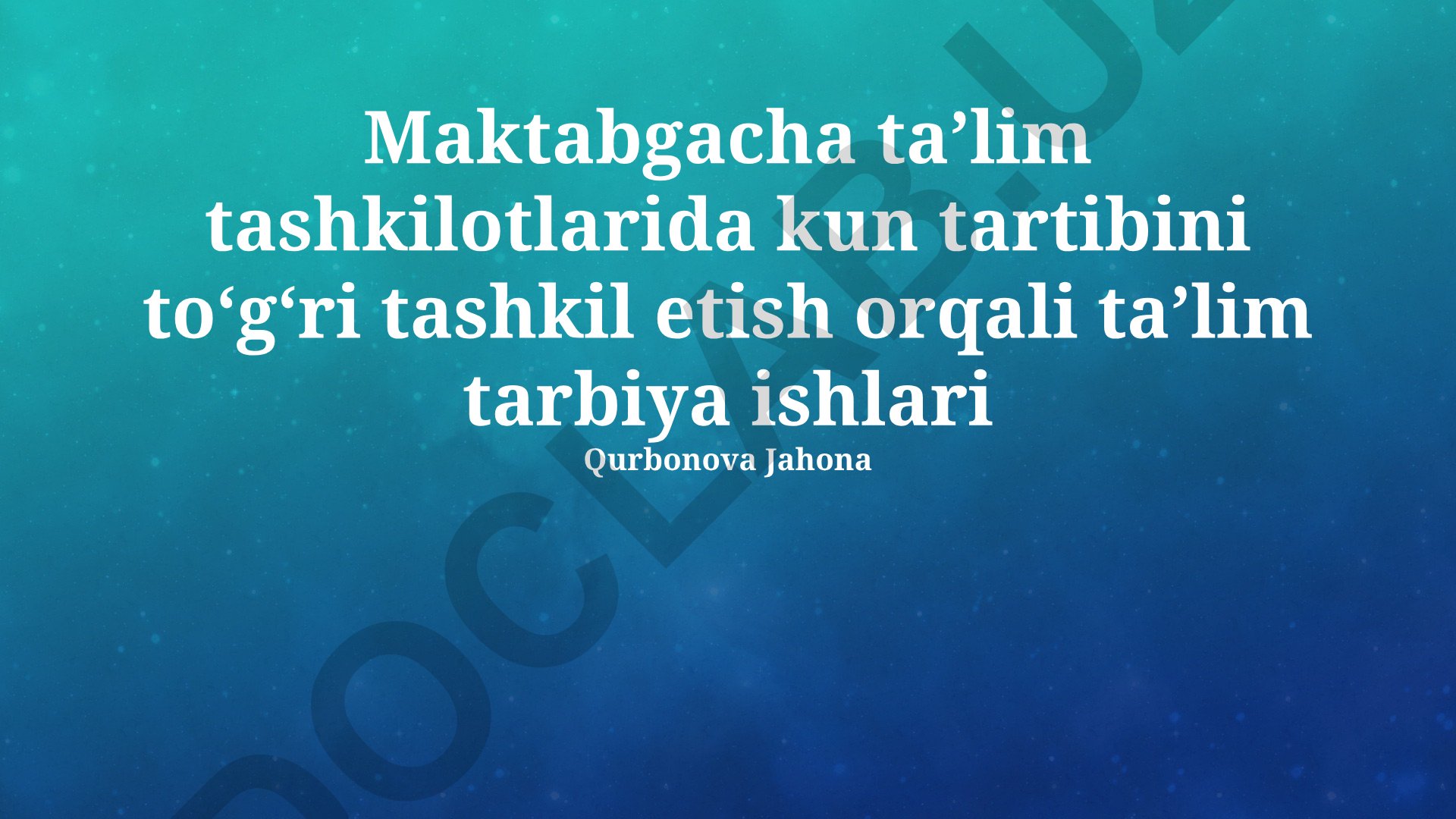 Maktabgacha taʼlim tashkilotlarida kun tartibini toʻgʻri tashkil etish