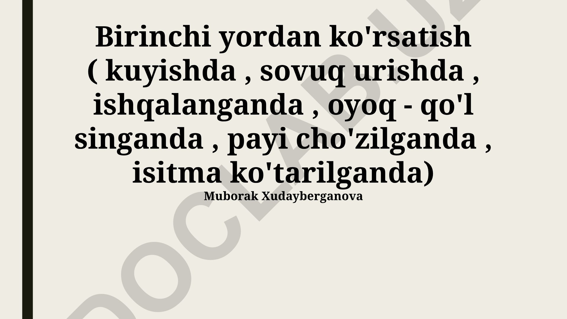 Birinchi yordam ko'rsatish: kuyish, sovuq urish, ishqalanish va boshqa holatlar