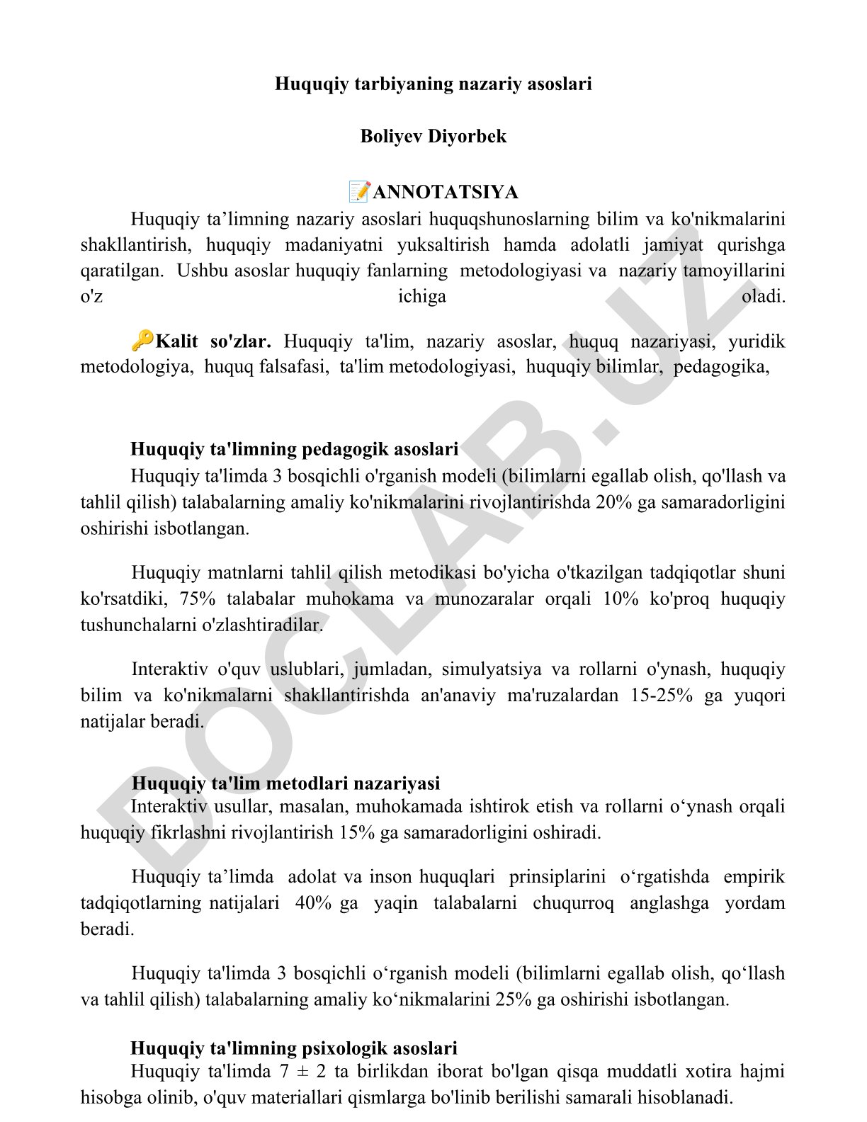 Huquqiy ta'limning nazariy asoslari