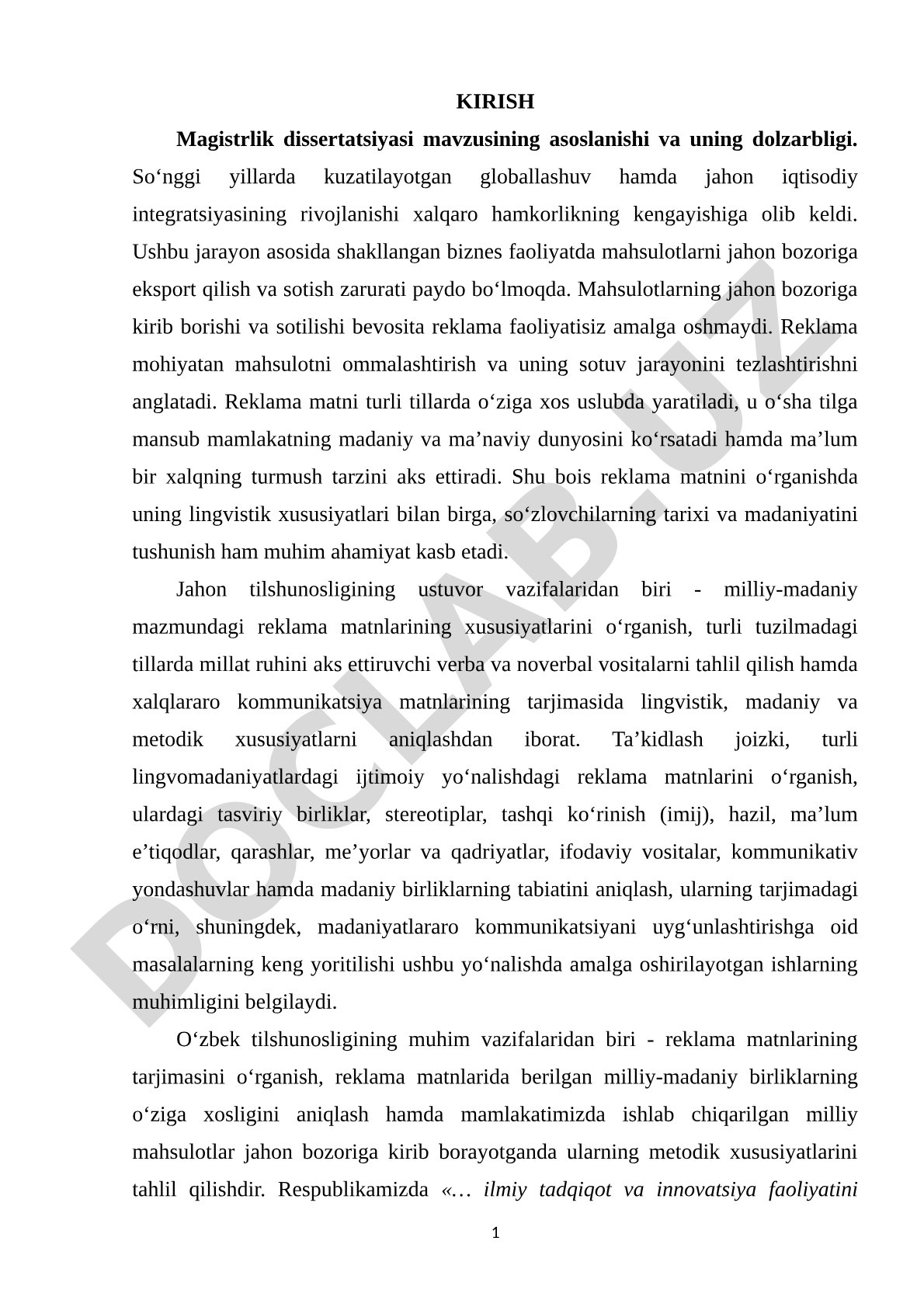 Reklama matnlarining lingvistik va madaniy xususiyatlari
