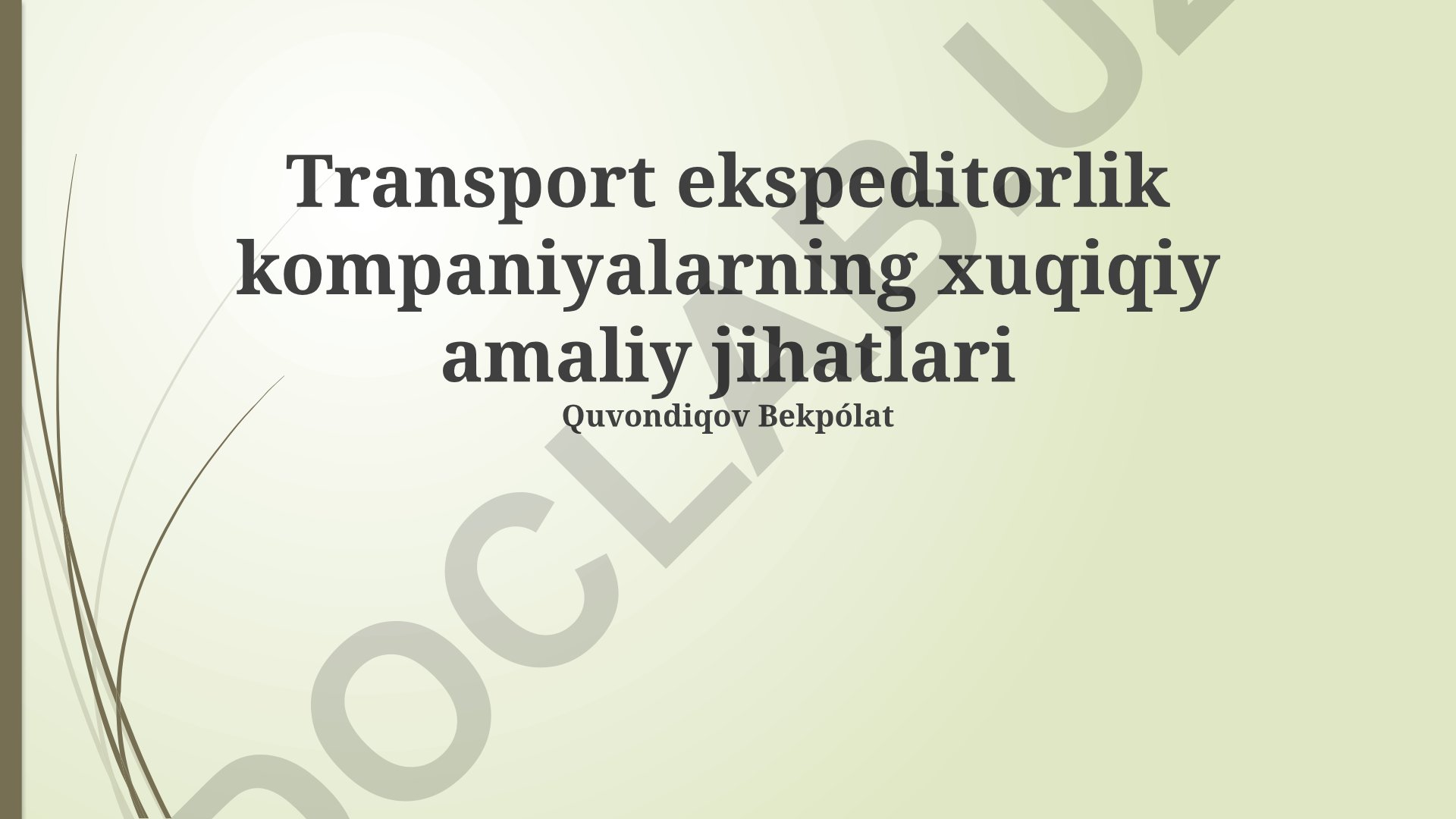 Transport ekspeditorlik kompaniyalarining huquqiy va amaliy jihatlari