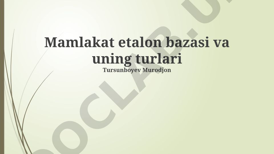 Mamlakat etalon bazasi va uning turlari