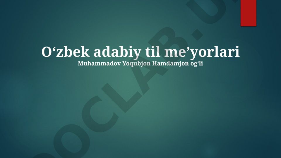 Oʻzbek adabiy til me’yorlari va rivojlanishi