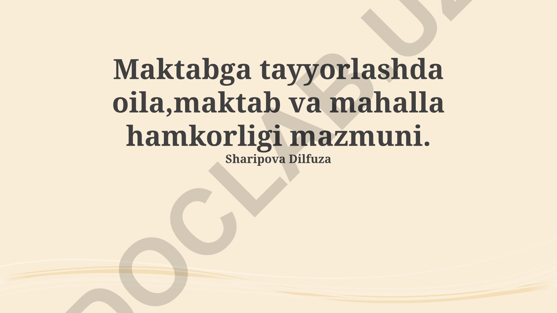 Maktabga tayyorlashda oila, maktab va mahalla hamkorligi