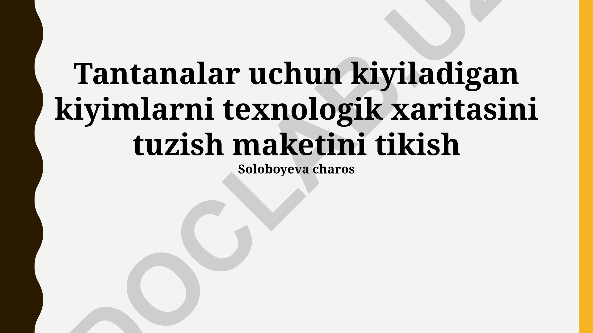 Bayram kiyimlari texnologik xaritasi maketini tikish