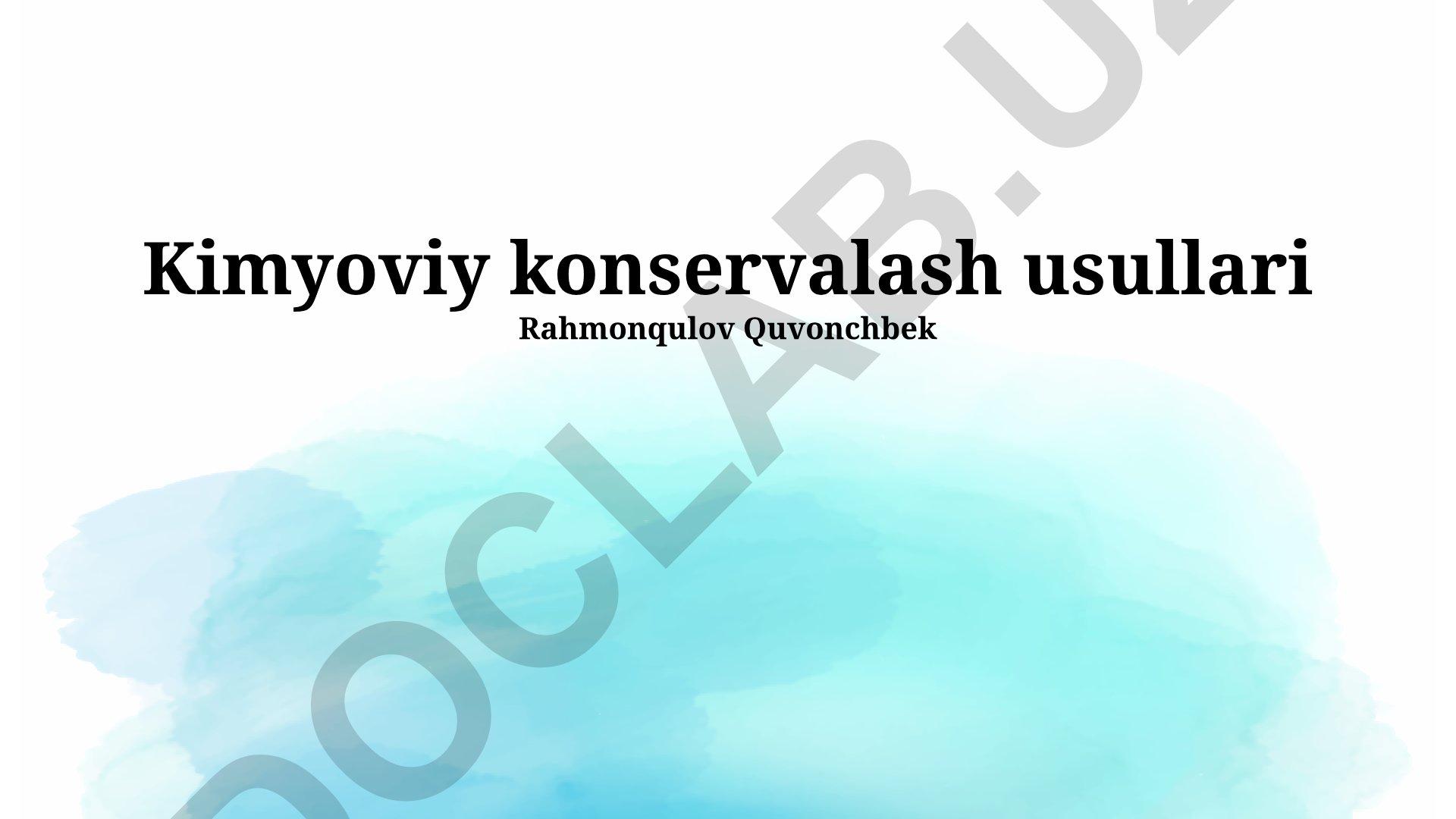 Kimyoviy konservalash usullari