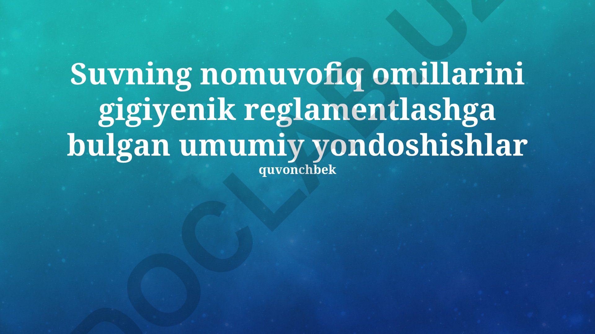 Atrof-muhitning noqulay omillarini gigiyenik tartibga solish