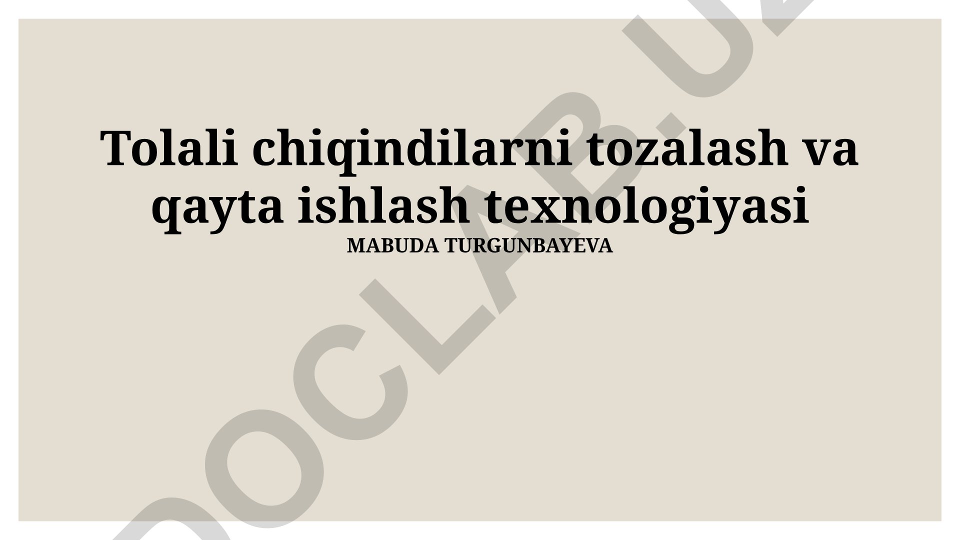 Tolali chiqindilarni tozalash va qayta ishlash texnologiyasi