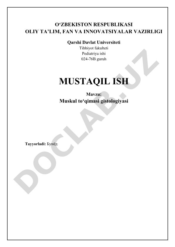Muskul toʻqimasi gistologiyasi