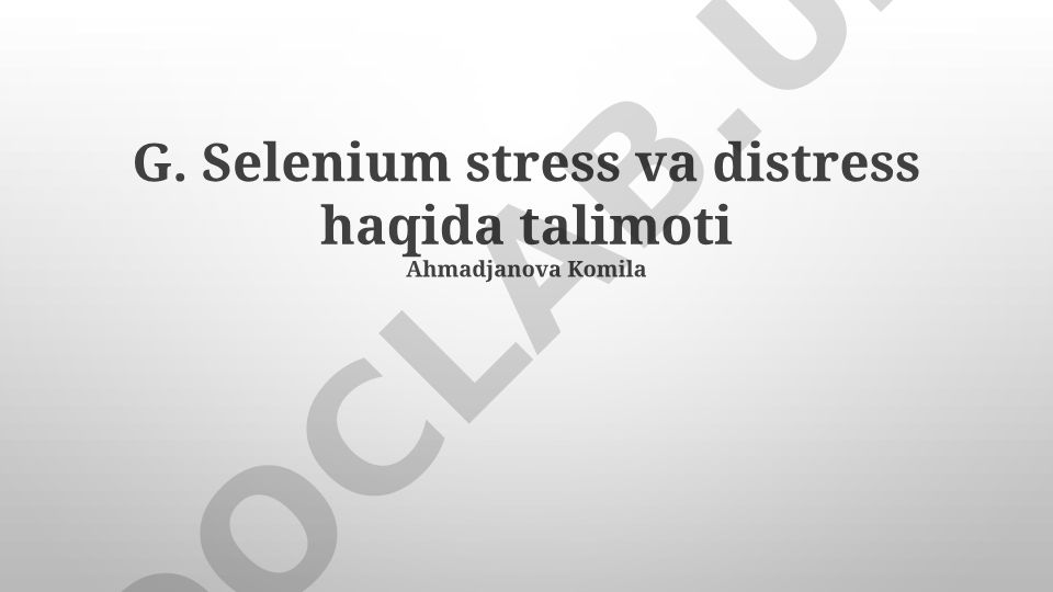 Selenium stress va distressni boshqarish usullari