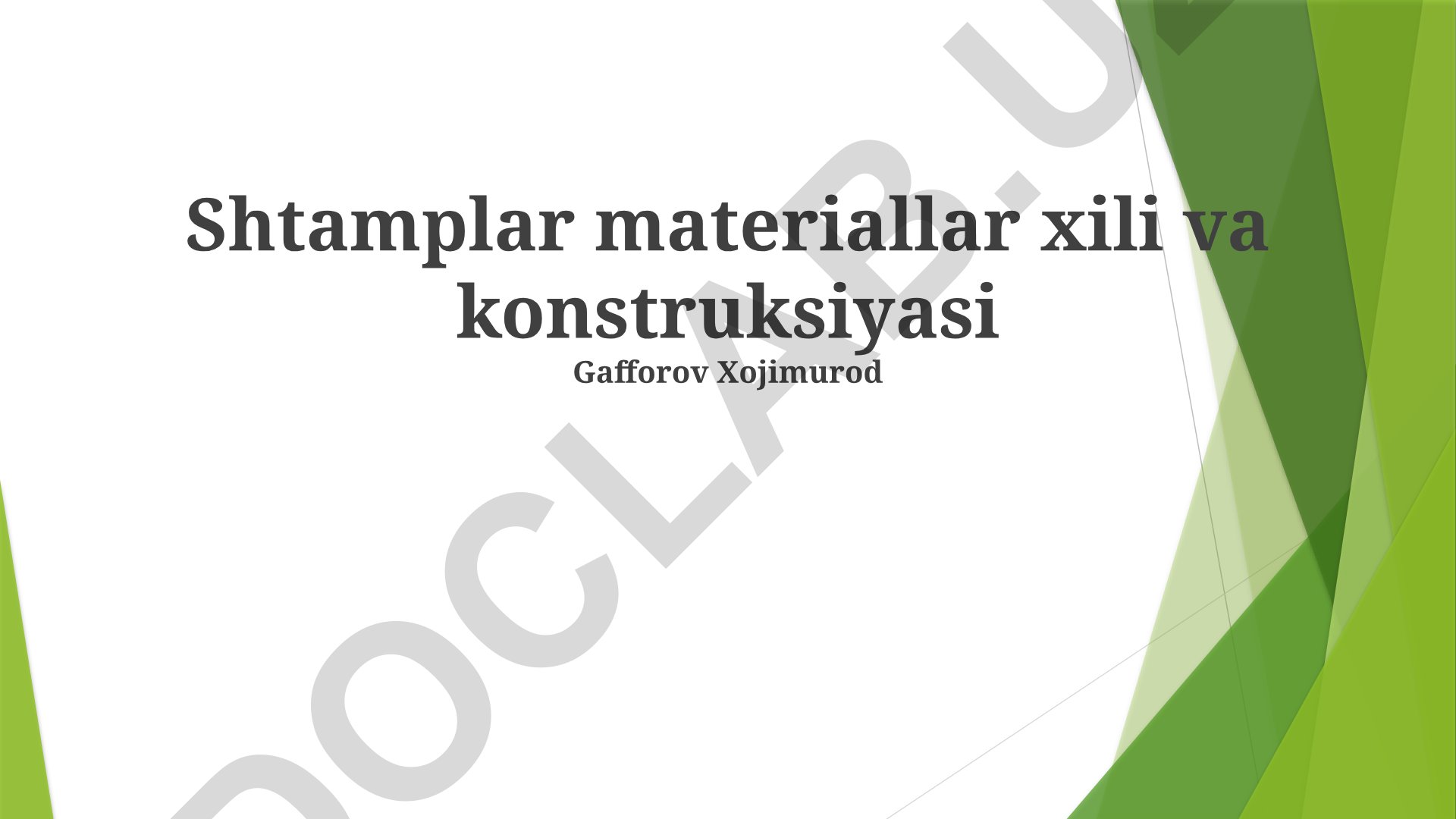Marka materiallari va konstruksiyasi