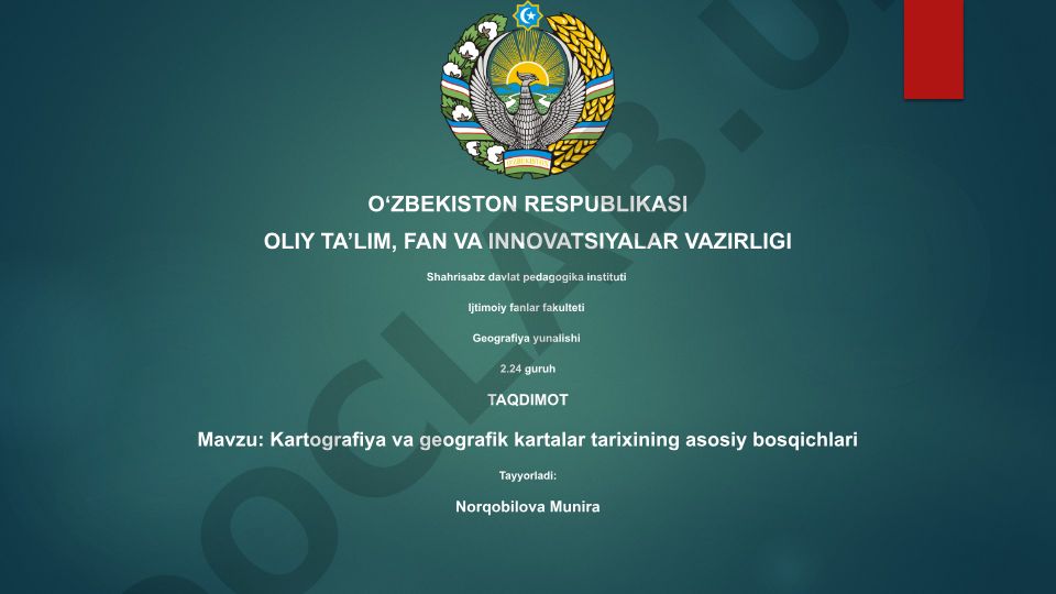 Kartografiya va geografik kartalar tarixining asosiy bosqichlari