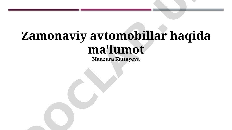 Zamonaviy avtomobillarning texnologiyalari va rivojlanish tendensiyalari
