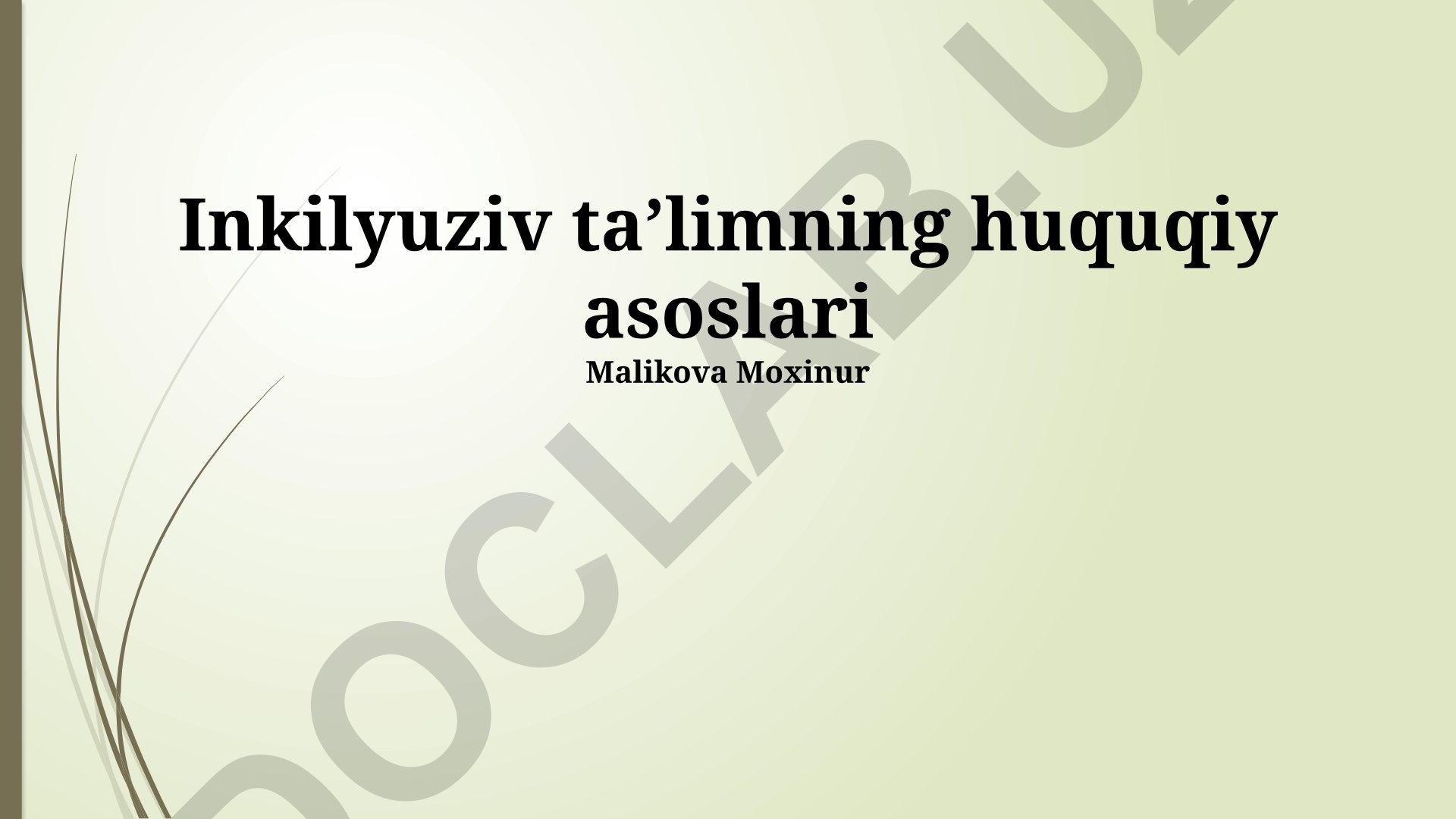 Inklyuziv taʼlimning huquqiy asoslari