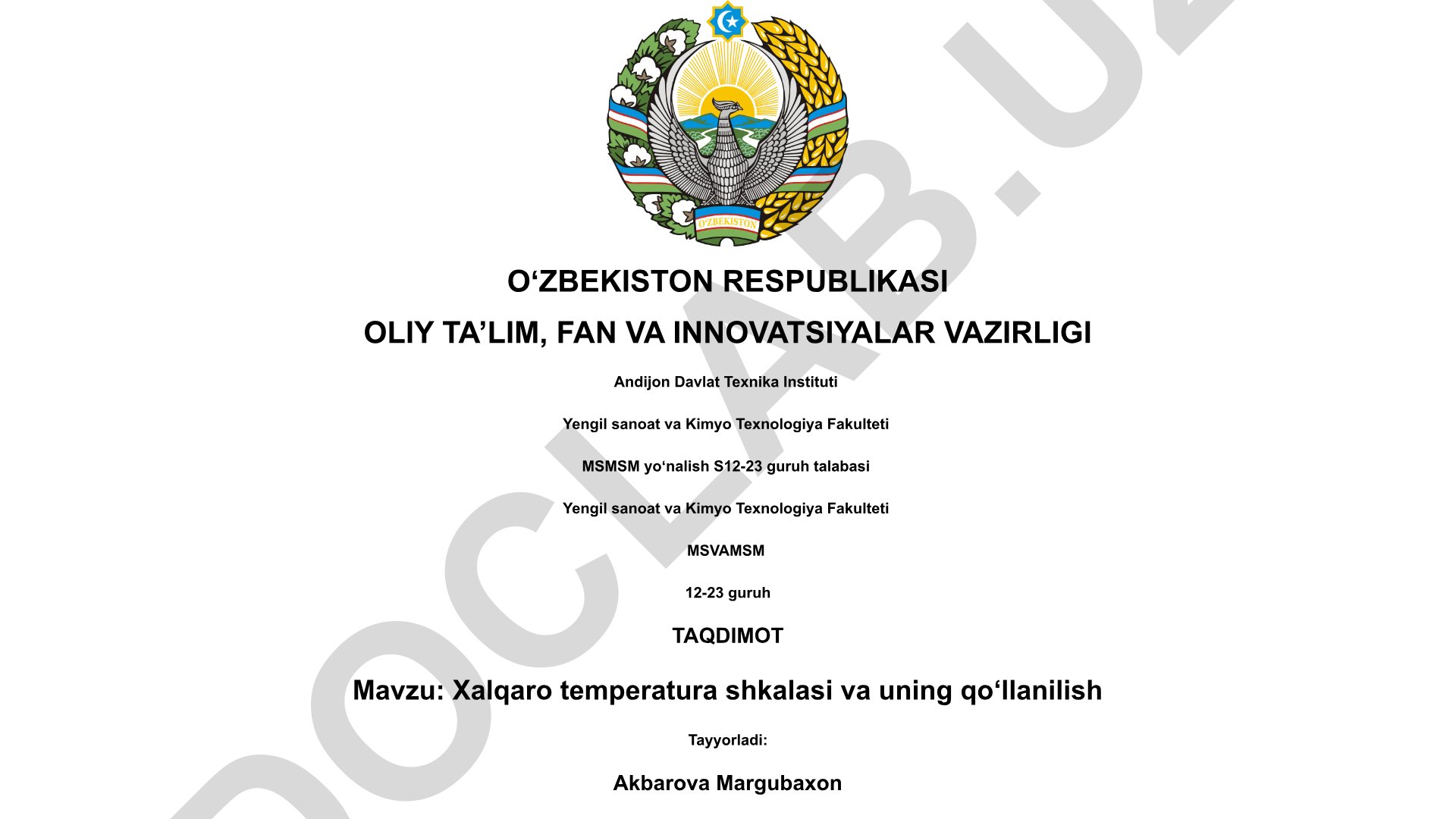 Xalqaro temperatura shkalasi va uning qo‘llanilishi
