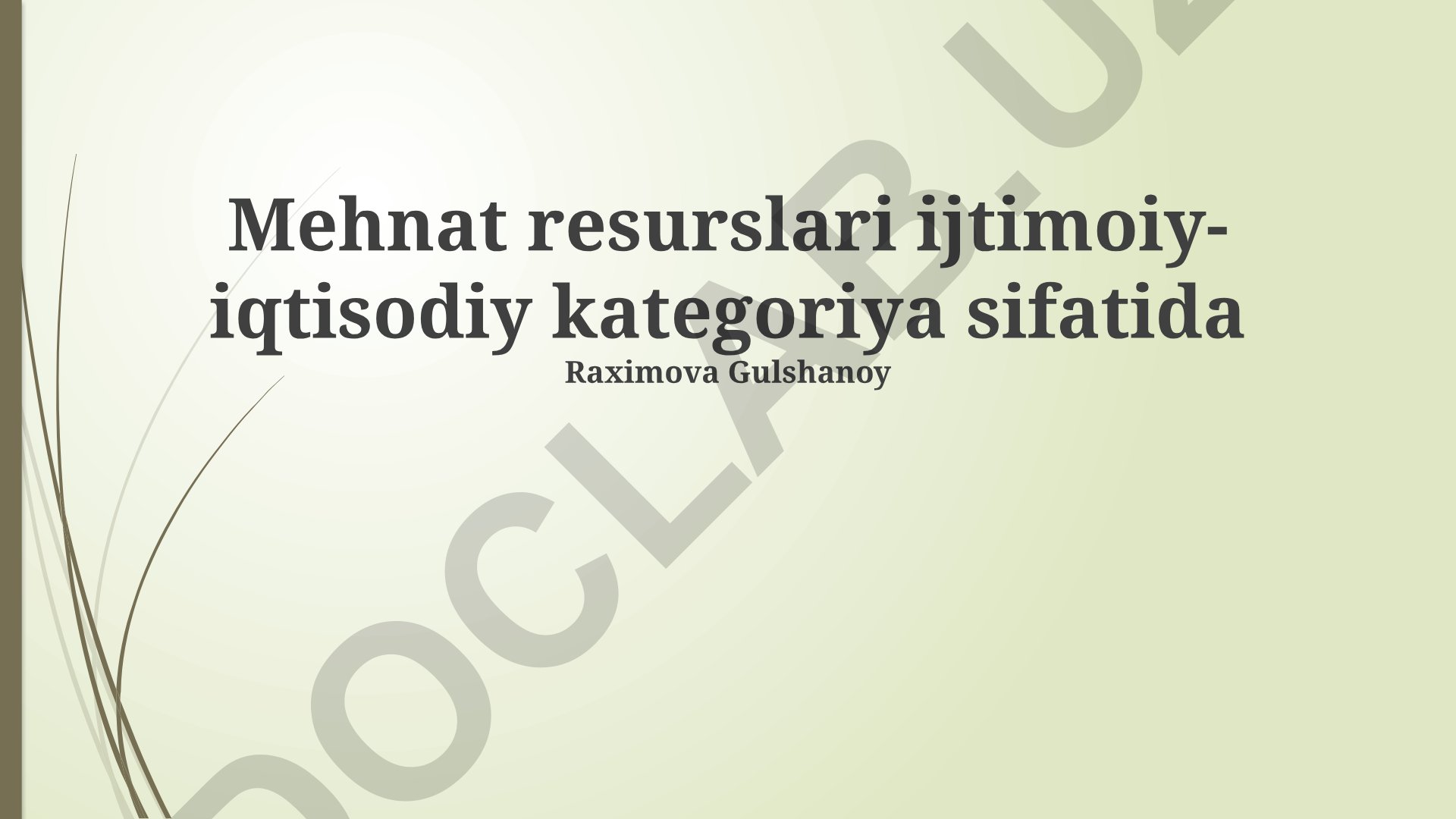Mehnat resurslari ijtimoiy-iqtisodiy kategoriya sifatida