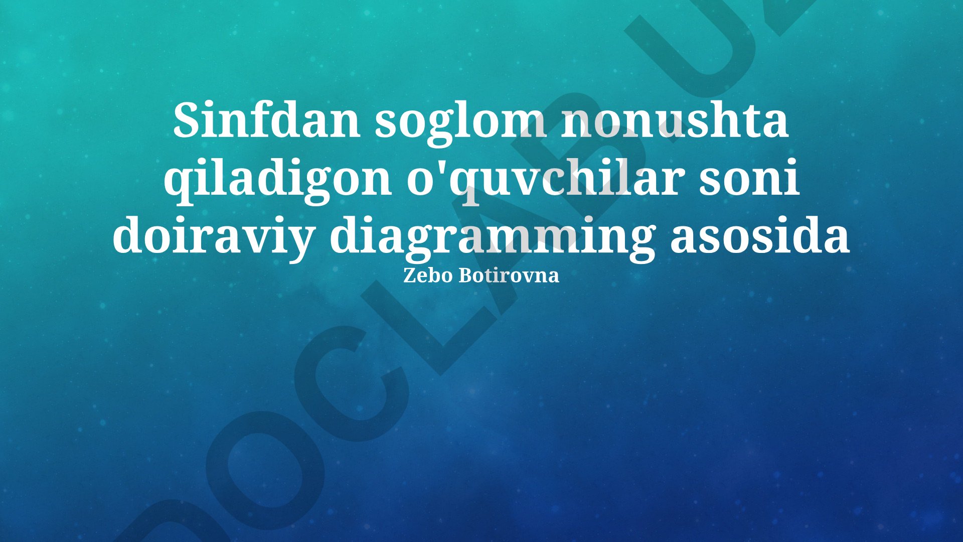 Sog'lom nonushta qiladigan o'quvchilar soni doiraviy diagramma asosida