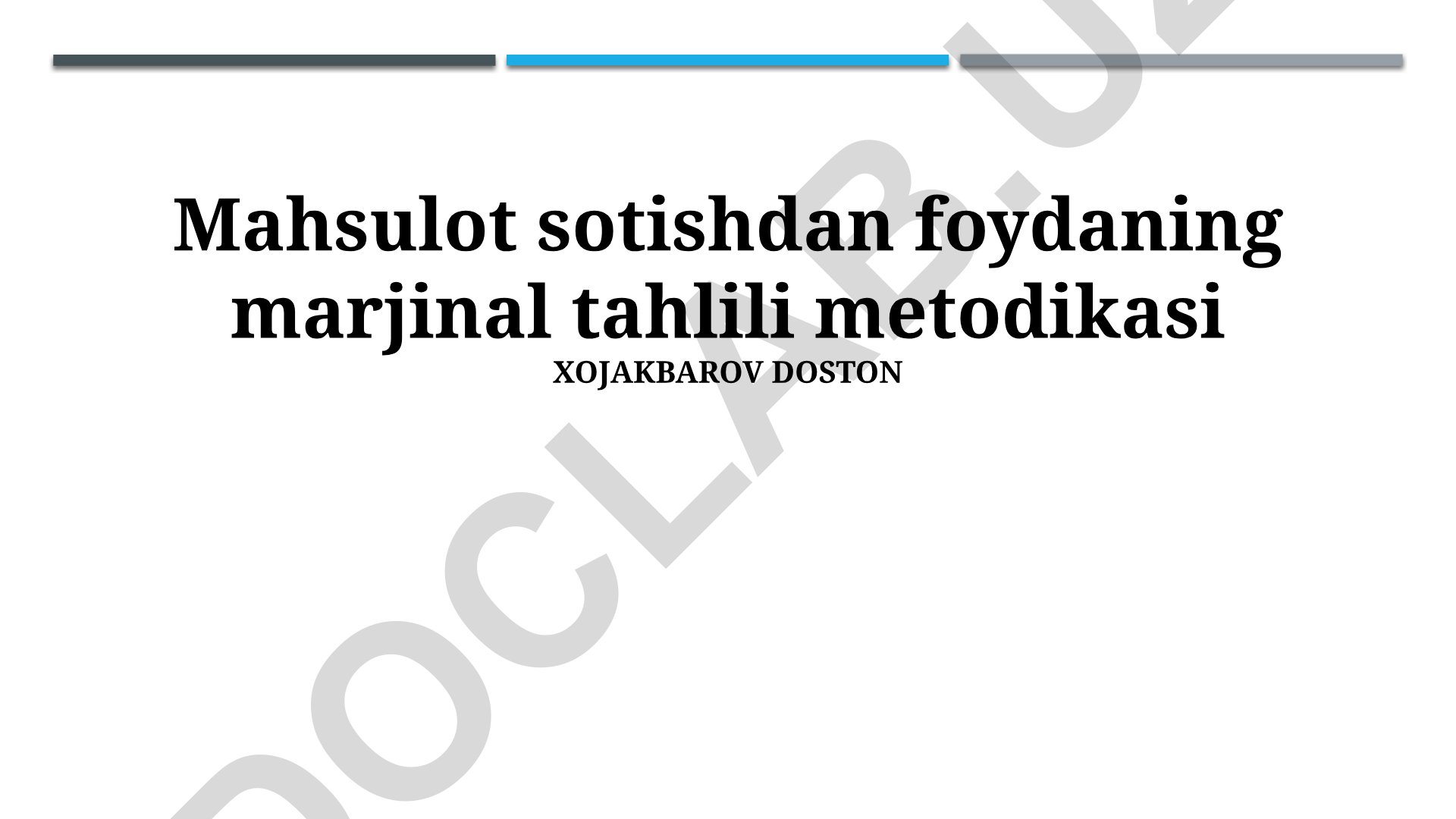 Mahsulot sotishdan foydaning marjinal tahlili metodikasi