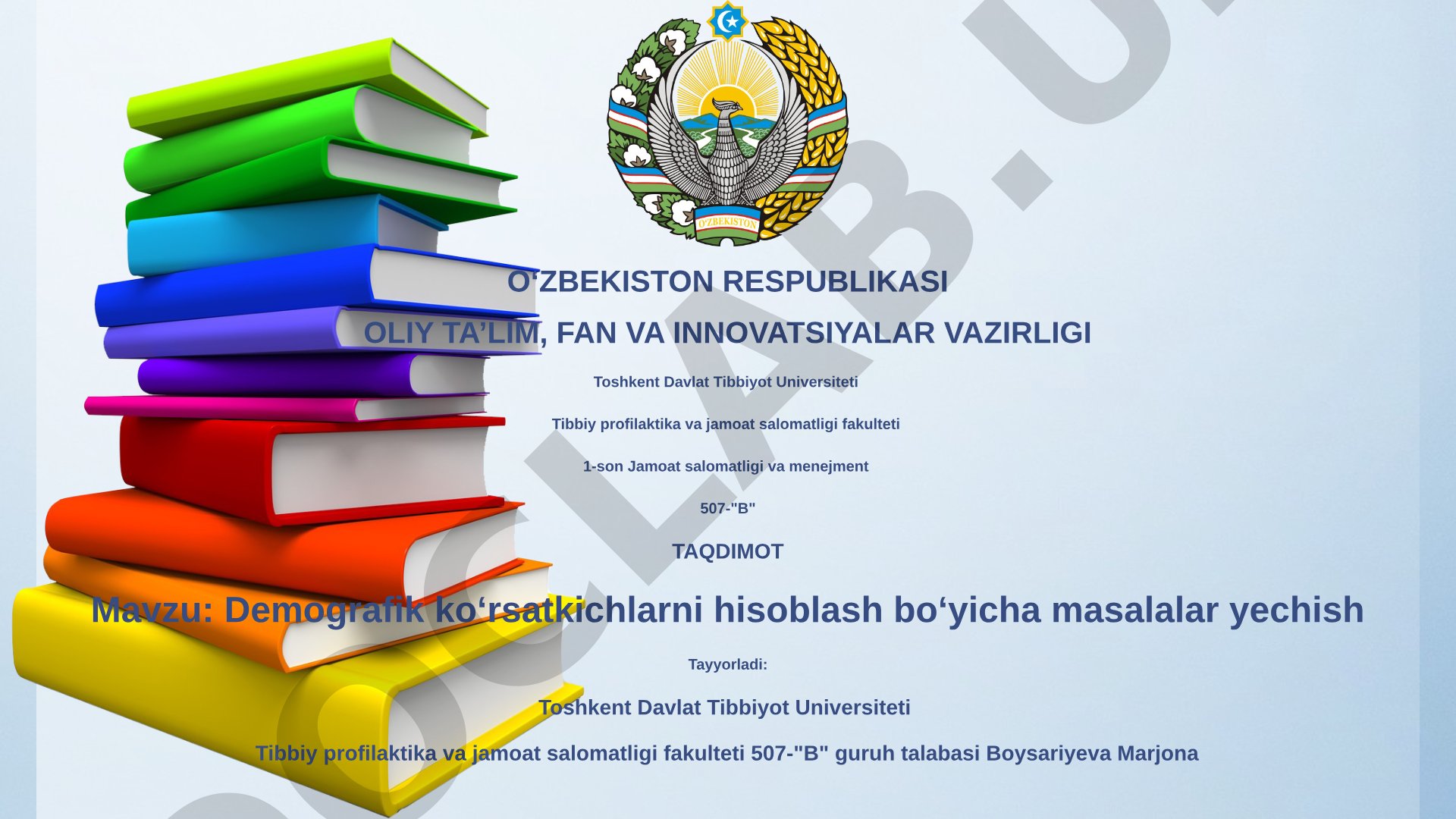 Demografik ko'rsatkichlarni hisoblash bo'yicha masalalar yechish