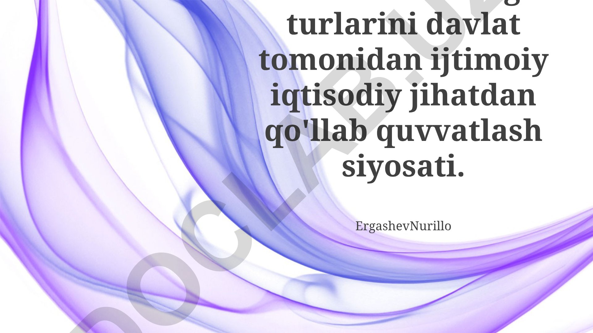 Biznes va uning turlarini davlat tomonidan ijtimoiy iqtisodiy jihatdan qo'llab quvvatlash siyosati