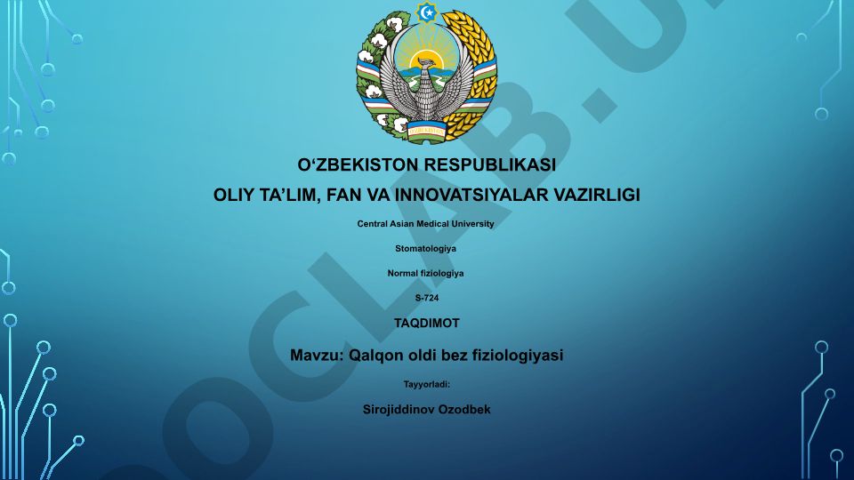 Qalqon oldi bez fiziologiyasi
